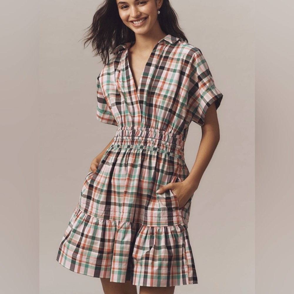 Anthropologie Somerset Plaid Mini Dress XL NWT